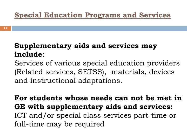 PPT SPECIAL EDUCATION CONTINUUM OF SERVICES PowerPoint Presentation