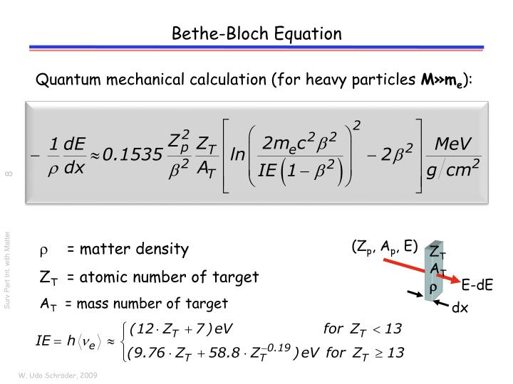 Ppt Interaction Of Charged Particles With Matter Powerpoint Bethe Bloch Equation
