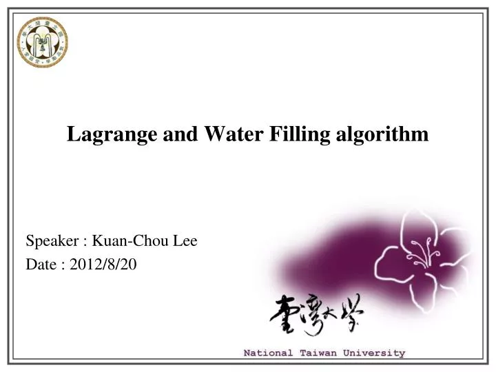 PPT Lagrange and Water Filling algorithm PowerPoint Presentation ID