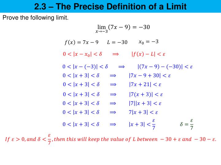 PPT 2.3 The Precise Definition of a Limit PowerPoint Presentation