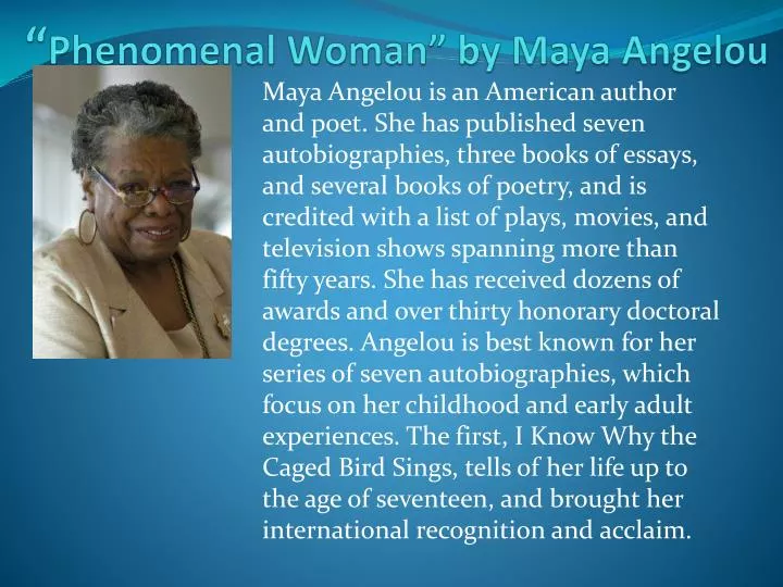 Phenomenal Woman By Maya Angelou Sound 93