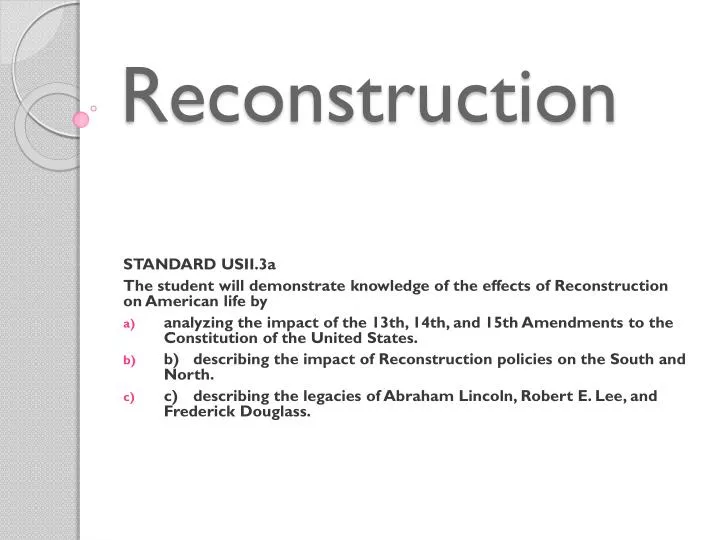 analysis of the reconstruction period analysis of the reconstruction period