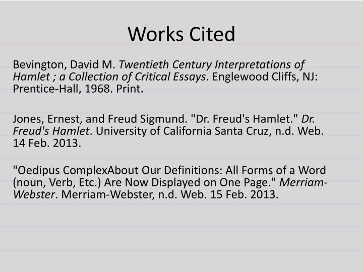 work cited hamlet