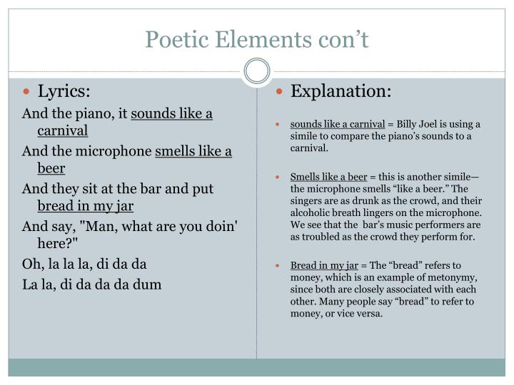 ppt the piano man by billy joel powerpoint poetic elements