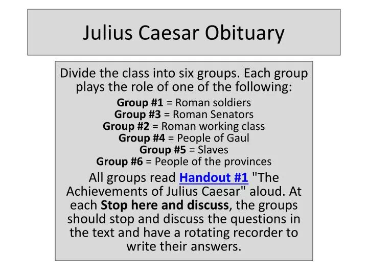 Julius caesar obituary essay