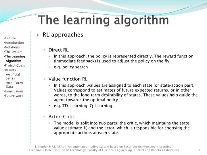 Automated trading system algorithms