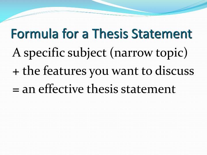 Thesis statement formula