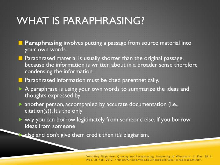 Paraphrasing in a research paper