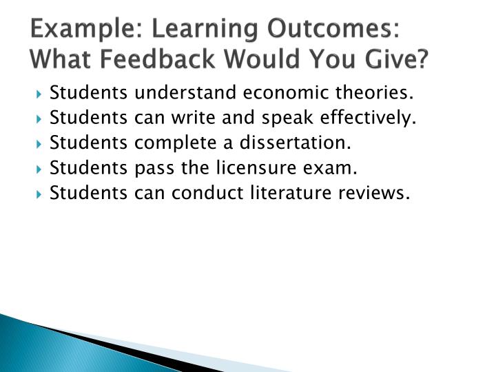 Dissertation learning outcomes