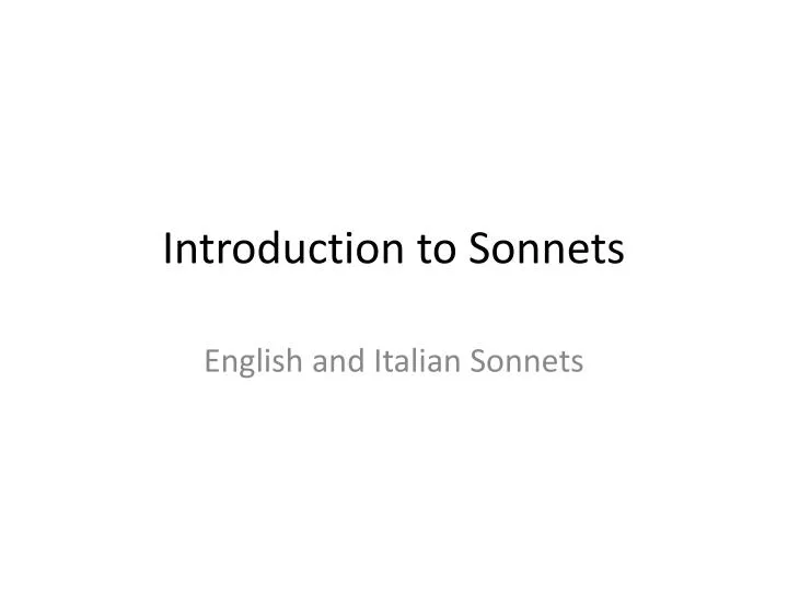 development of sonnets development of sonnets