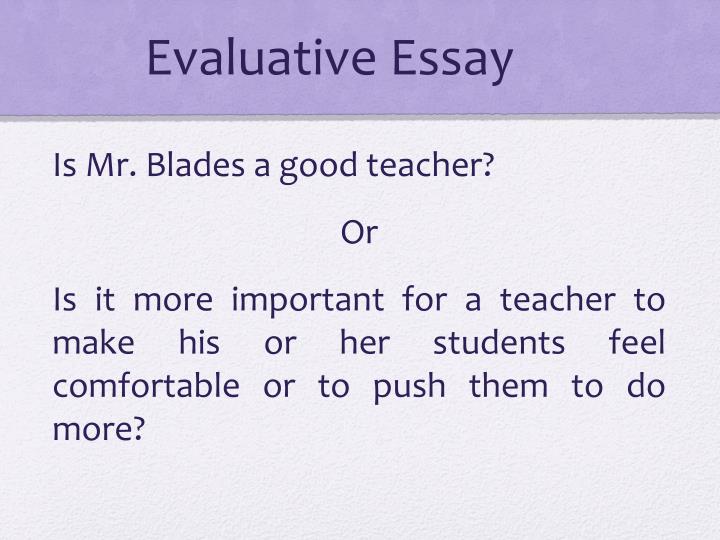 Essay evaluative topic
