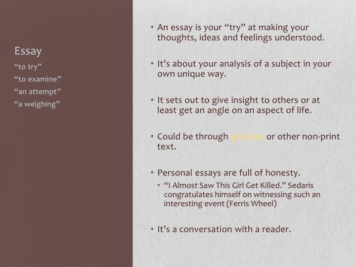 Personal narrative essay about your life