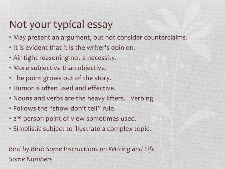 Subjective narrative essay