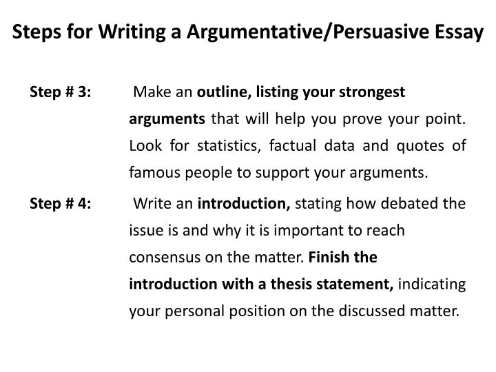 steps to write a argumentative essay