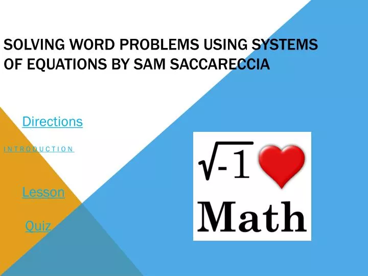 Solving System Of Equation Word Problems