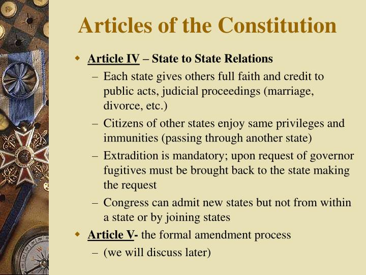 The Articles Of The Constitution