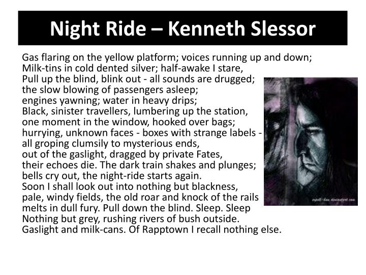 the night ride poem summary out of time kenneth slessor analysis