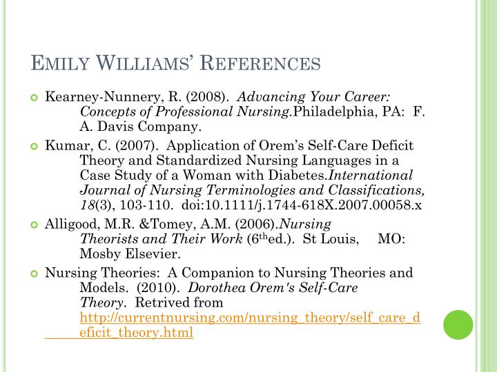 application of orem s self care deficit thoery and standardized nursing language in a case study Kumar, cp (2007) application of orem's self-care deficit theory and standardized nursing languages in a case study of a woman with diabetes international journal of nursing terminologies and classifications, 18(3): 103-110. application of orem s self care deficit thoery and standardized nursing language in a case study Kumar, cp (2007) application of orem's self-care deficit theory and standardized nursing languages in a case study of a woman with diabetes international journal of nursing terminologies and classifications, 18(3): 103-110.