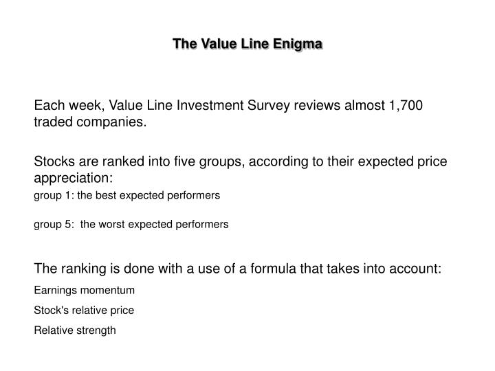 value line investment survey Value line includes a weekly online presentation of their investment survey, full- page reports with analyst commentaries, timeliness™, safety™ , and. value line investment survey Value line includes a weekly online presentation of their investment survey, full- page reports with analyst commentaries, timeliness™, safety™ , and.
