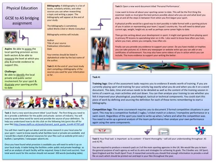 Physical Education Writing Assignments