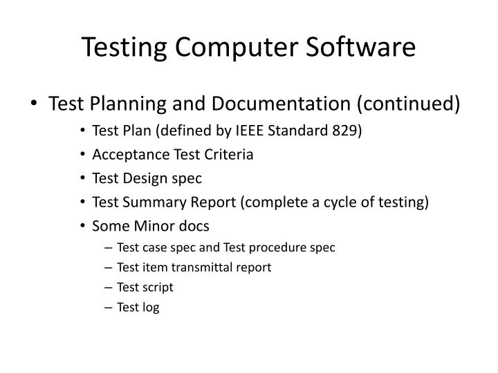 Computer testing software