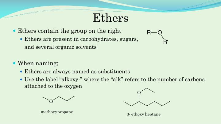 PPT - Nomenclature: Alcohols, Ethers, Alkyl Halides, Amines, Amides