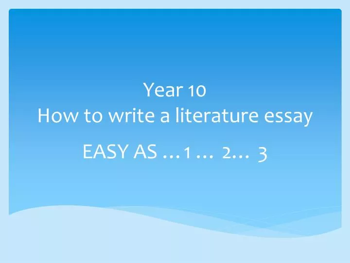 How To Write A Literature Essay