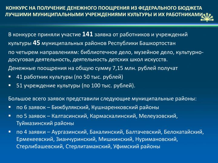 Конкурс на получение денежного поощрения лучшими муниципальными учреждениями Конкурс на получение денежного поощрения лучшими муниципальными учреждениями