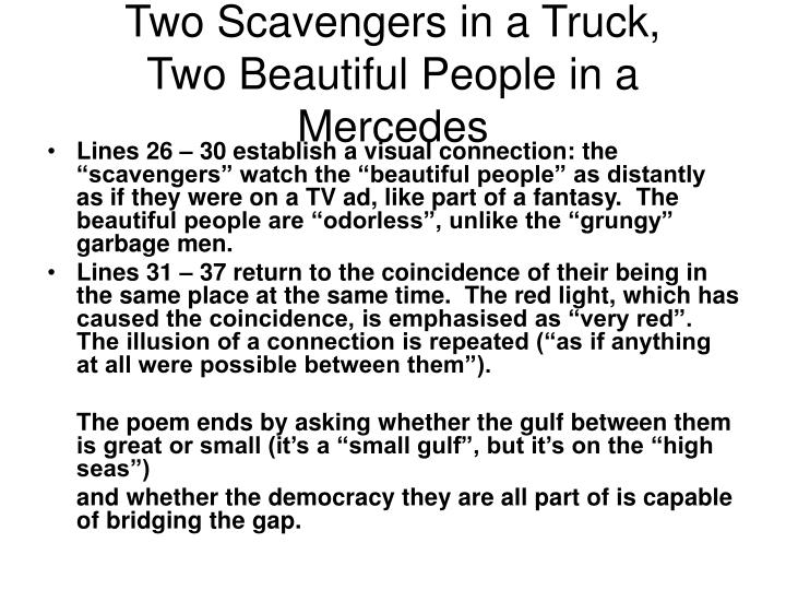 understanding the message of the poem two scavengers in a truck understanding the message of the poem two scavengers in a truck