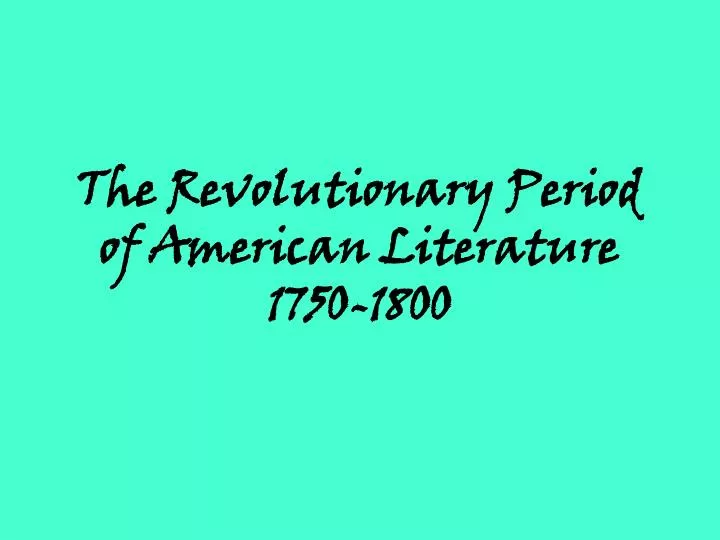 overview of american literature ppt
