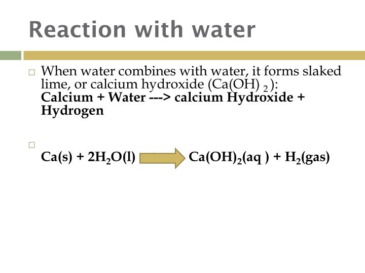 Image result for reaction of calcium with water