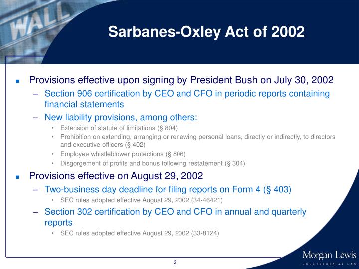 Sarbanes Oxley Act of 2002