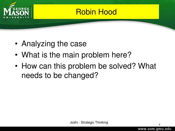 Robin hood case   strategic essay sample