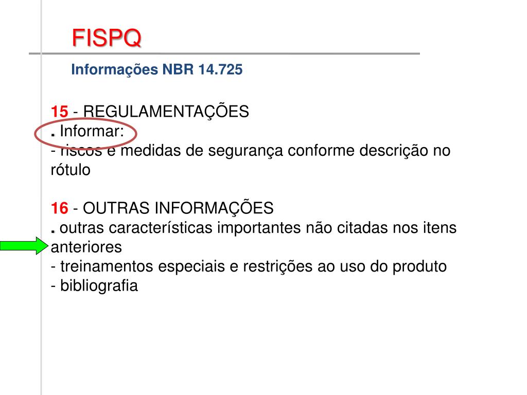 PPT FISPQ Ficha de Informações de Segurança Produtos Químicos