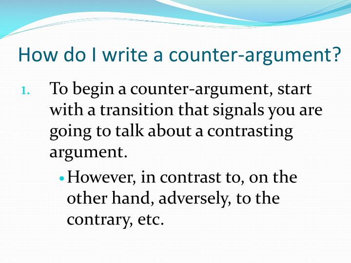 Where to put counter examples within a 5 paragraph essay?