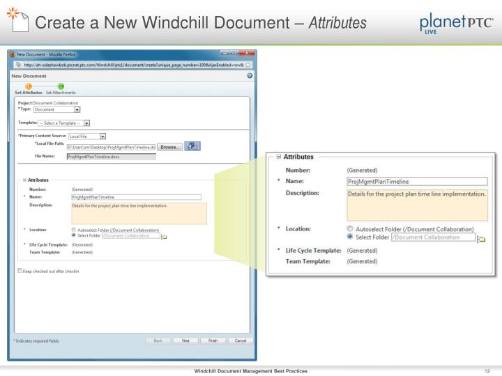 how to create a new document in windchill