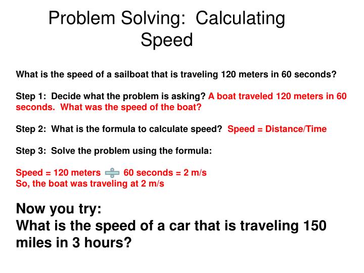 Problem Solving Of Speed
