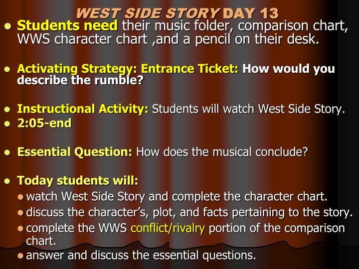 romeo and juliet west side story comparison chart