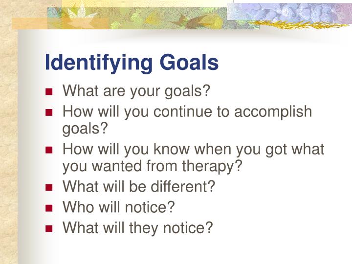 identifying therapeutic goals essay Goal setting involves the development of an action plan designed to motivate and guide a time management steps require identifying the objective and laying out a plan that maximizes efficiency and execution of the objective there are. identifying therapeutic goals essay Goal setting involves the development of an action plan designed to motivate and guide a time management steps require identifying the objective and laying out a plan that maximizes efficiency and execution of the objective there are.