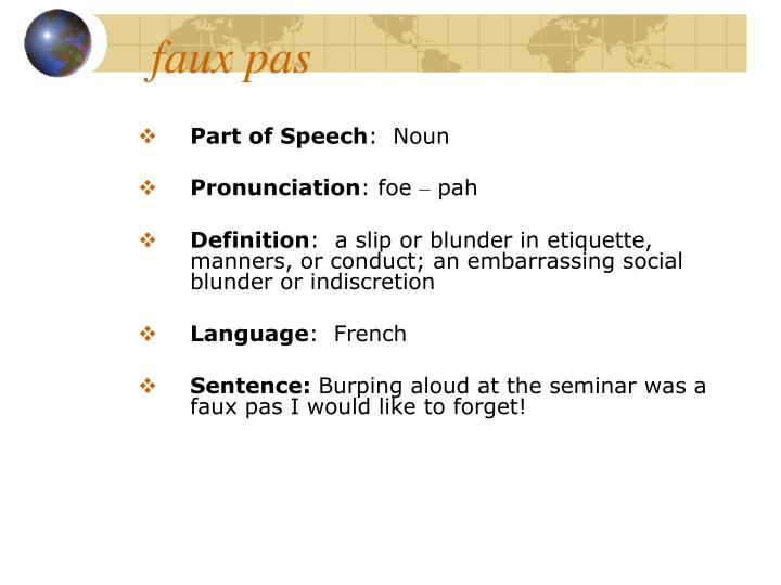 french faux pas words