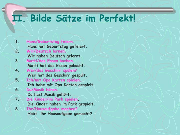 PPT - I. Erg änze Die Verben Im Perfekt! – Regelmäßige Verben ...