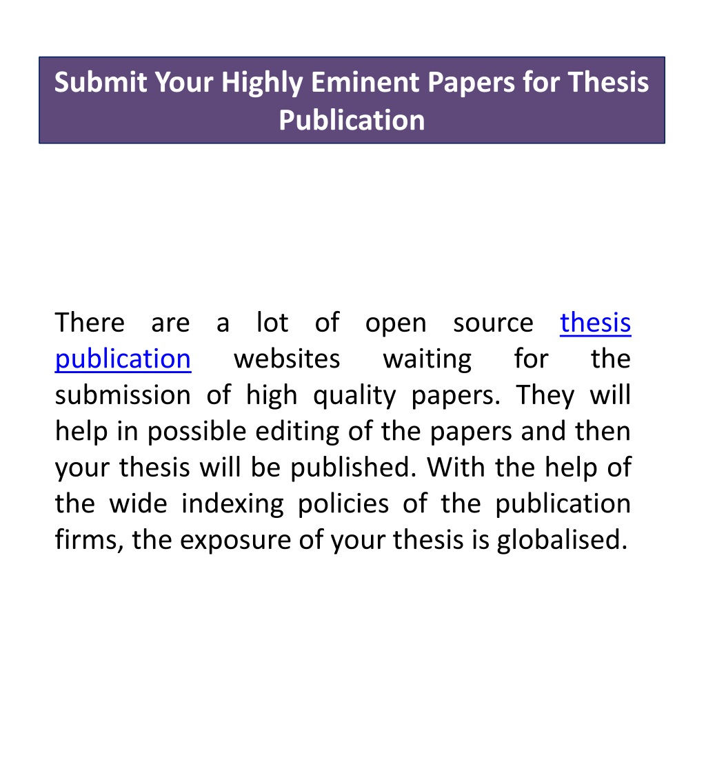 submit thesis for publication