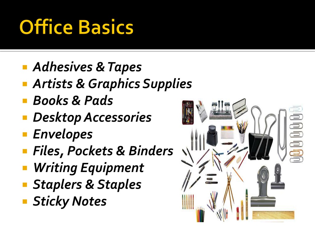 PPT Office Supplies, Office Stationery, Office Furniture PowerPoint