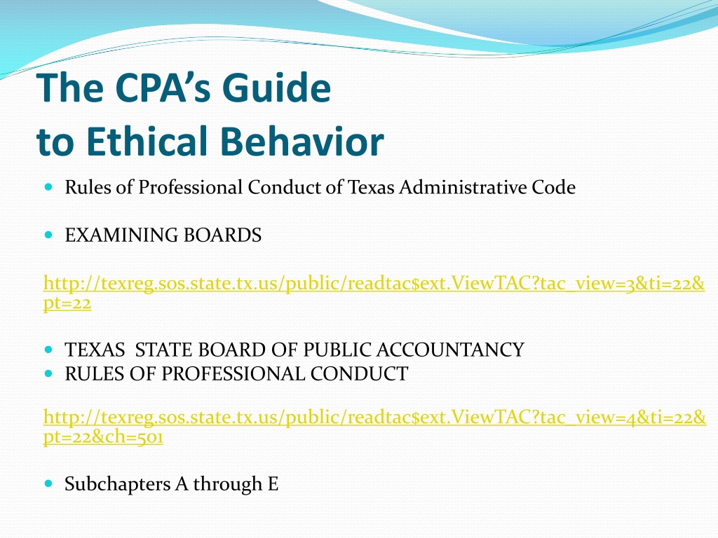 PPT The CPA’s Guide to Ethical Behavior PowerPoint Presentation, free
