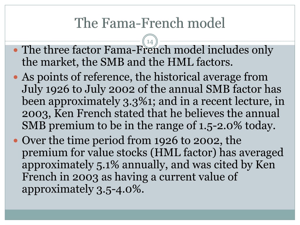 Since Fama French Three Factor Model Seem