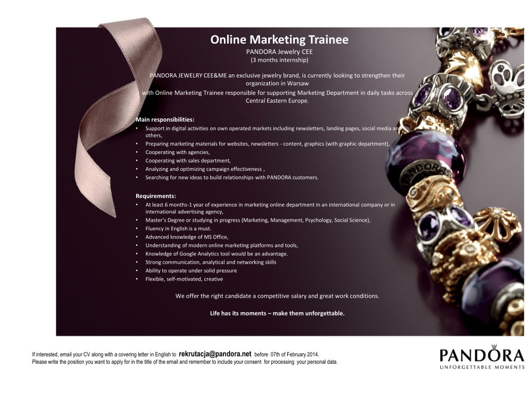 PPT - Online Trainee PANDORA Jewelry CEE (3 internship) PowerPoint Presentation - ID:1506063