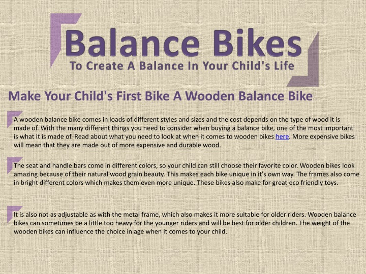 first balance bike