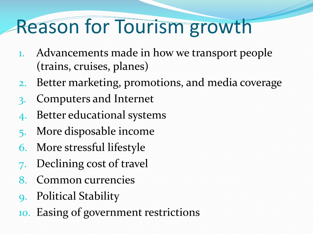 reasons for the growth in tourism