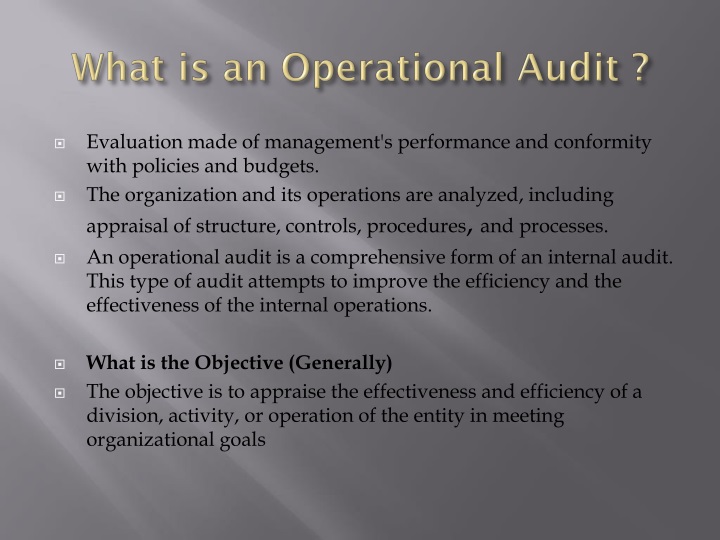 PPT - What is an Operational Audit ? PowerPoint Presentation, free ...