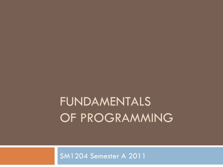 PPT - Fundamentals of Programming PowerPoint Presentation, free ...